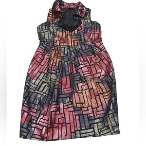 Samuel B Geometric Patterned Sleeveless Dress